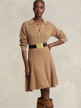 Polo Ralph Lauren Cable-Knit Wool-Cashmere Sweater Dress Size XL Msrp $598